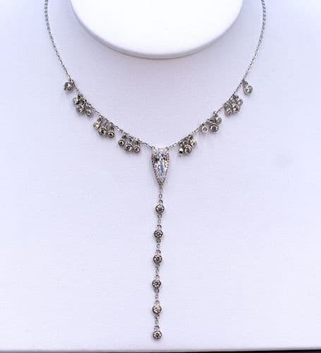 925 Sterling Silver Necklace Set with Crystal Stones - Complete Your Look with Our Sparkling Design!
