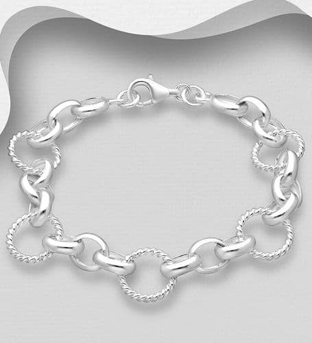 925 Sterling Silver Open Round Links Bracelet - 18cm