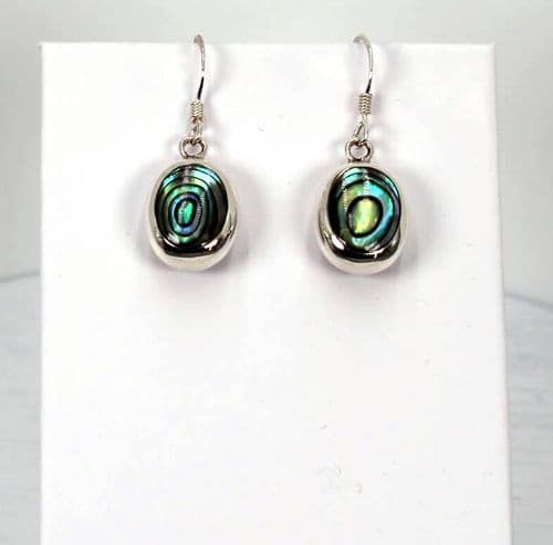925 Sterling Silver Oval Drop Earrings – Abalone Shell & Mother of Pearl Double-Sided Beauty