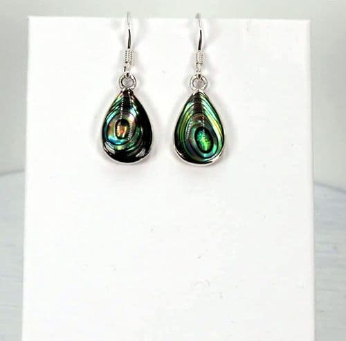 925 Sterling Silver Oval Drop Earrings – Featuring Genuine Abalone Shell