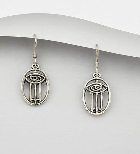 925 Sterling Silver Oval Rena Mackintosh Design Oval and Flower Push-Back Drop Earrings