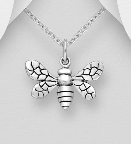 925 Sterling Silver Oxidized Butterfly Pendant & Chain