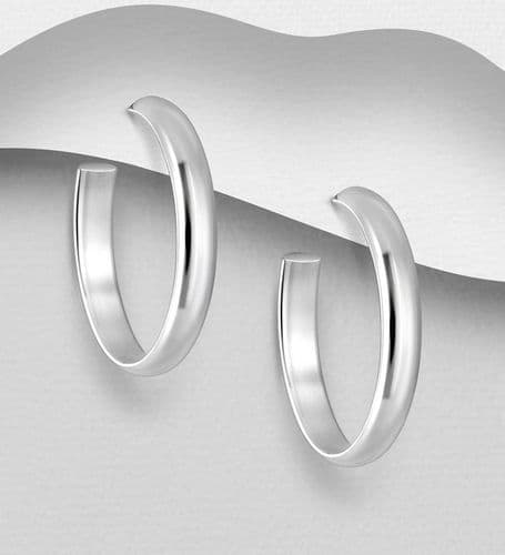 925 Sterling Silver Plain Oval Push-Back/Stud Earrings