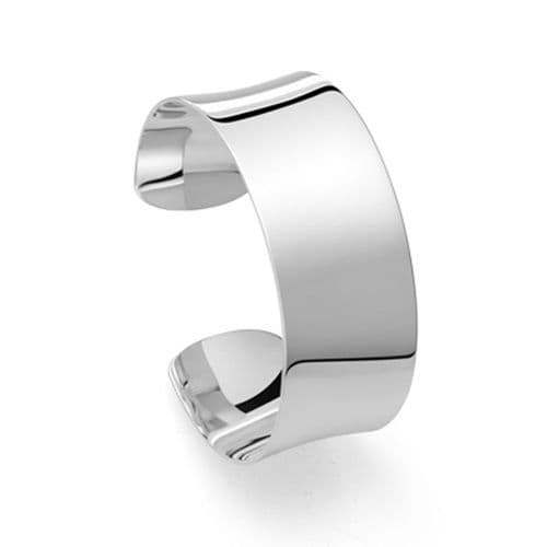 925 Sterling Silver Plain Polished Cuff Style Bangle - 25 mm Wide