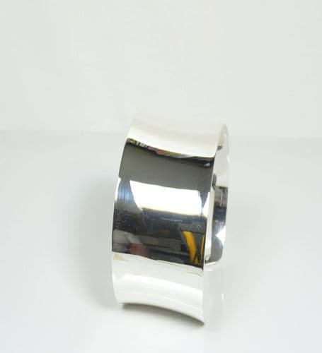 925 Sterling Silver Plain Polished Cuff Style Bangle - 40 mm Wide