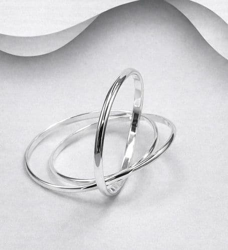 925 Sterling Silver Plain Solid 4 mm Wide Russian Bangle