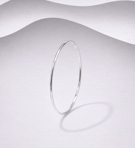 925 Sterling Silver Plain Solid Bangle- 2mm Wide
