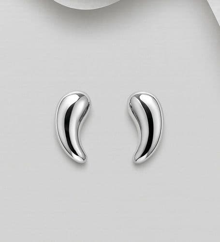 925 Sterling Silver Polished Droplet Push-Back/Stud Earrings - Exclusive