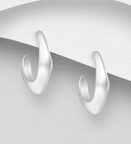 925 Sterling Silver Polished Shaped Push-Back Earrings