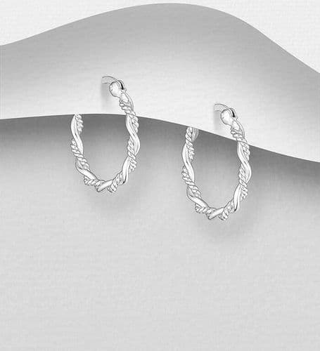 925 Sterling Silver Rope/Plain Twist Hoop Earrings
