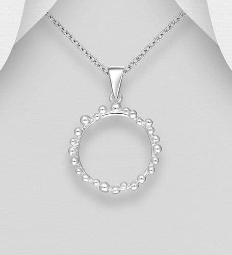 925 Sterling Silver Round Silver Pendant & Chain