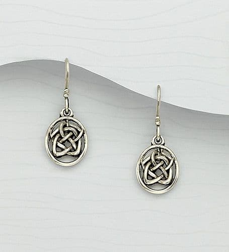 925 Sterling Silver Round Solid Celtic Drop Earrings