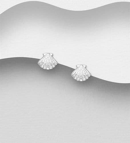 925 Sterling Silver Small Cute Shell Push-Back/Studs Earrings