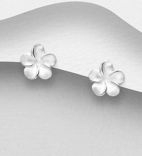 925 Sterling Silver Small Matt Finish Flower Push-Back/Stud Earrings