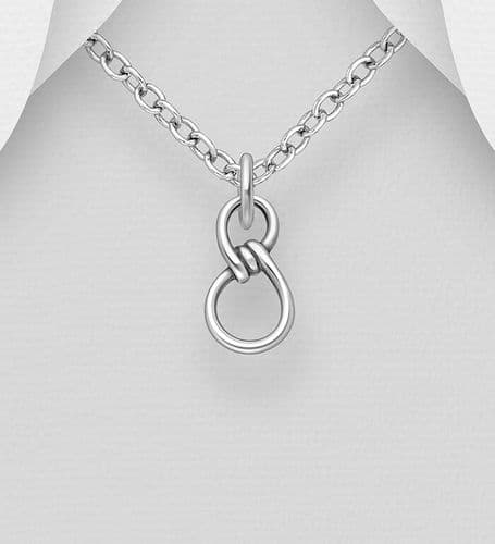 925 Sterling Silver Small Oxidized Knot Pendant & Chain