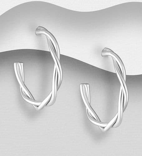 925 Sterling Silver Sold Twist Push/Stud Type Back Earrings