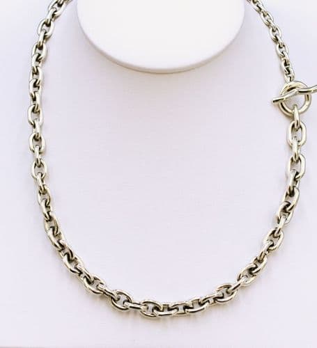 925 Sterling Silver Solid Classic Oval Link Necklace - Exclusive Tapering Design