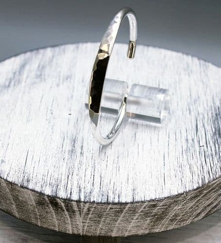 925 Sterling Silver Solid Hammered Finished Cuff Bangle