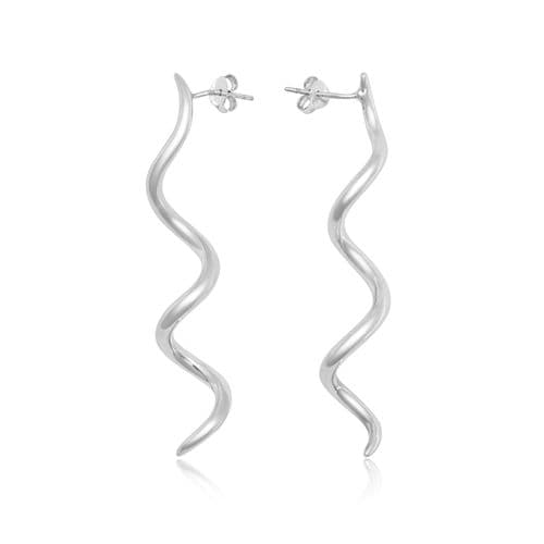 925 Sterling Silver Solid Hand Crafted Cork Screw Design Drop Earrings