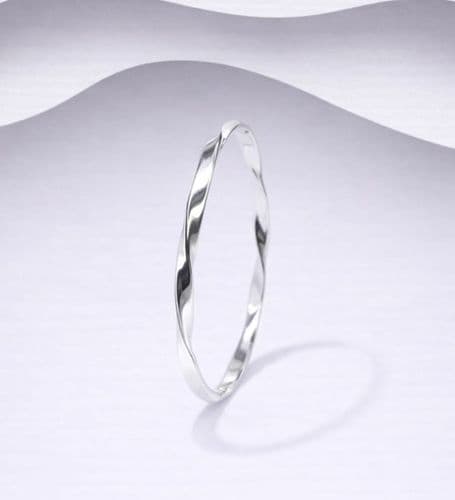925 Sterling Silver Solid Hand Crafted Twisted Bangle