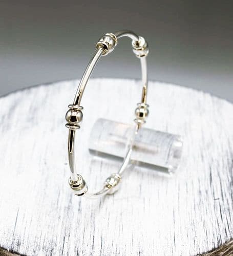 925 Sterling Silver Solid Round Designer Inspired Bangle - Exclusive