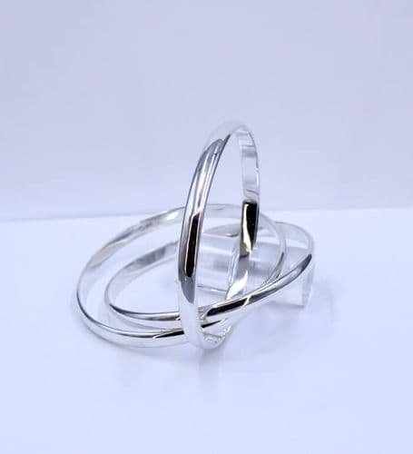 925 Sterling Silver Solid Russian Bangle: Hand Crafted To Perfection: 5 mm Width