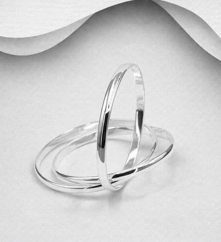 925 Sterling Silver Solid Russian Bangle: Hand Crafted To Perfection: 5 mm Width