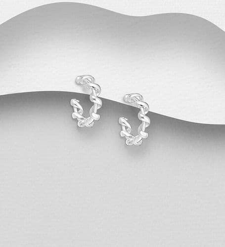 925 Sterling Silver Spiral Push-Back Hoop Earrings
