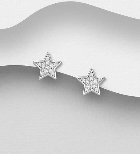 925 Sterling Silver Star Stud Earrings Set with CZ Simulated Diamonds - A touch of elegance