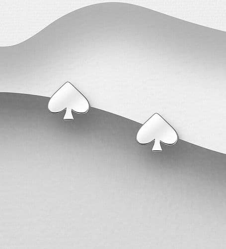 925 Sterling Silver Stud Heart/Ace Push-Back Earrings