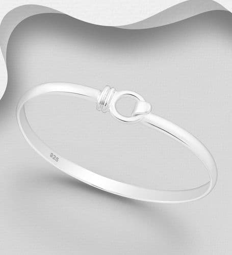 925 Sterling Silver Stunning Hand-Crafted Bangle with Opening Clasp - Designer Inspired