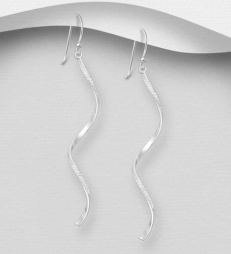 925 Sterling Silver Textured Spiral Hook/Drop Earrings – Artistic Movement with Timeless Elegance