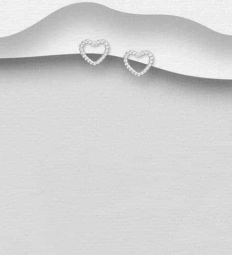 925 Sterling Silver Twisted Heart Push-Back Stud Earrings