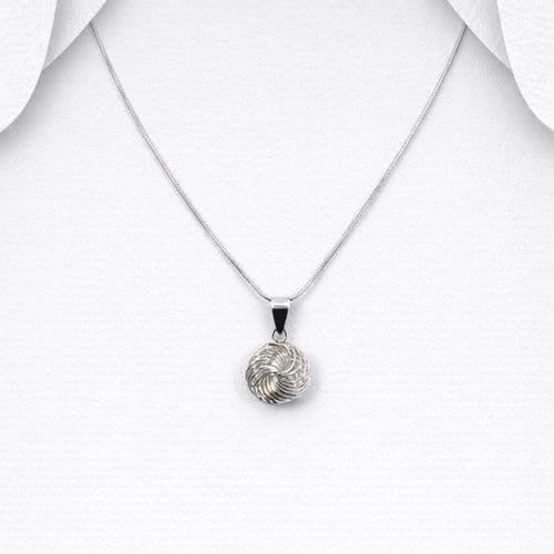 925 Sterling Silver Twisted Wool Knot Pendant & Chain/Necklace