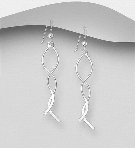 925 Sterling Silver Two-Strand Wavy Hook Earrings – Elegant Movement, Modern Style ✨
