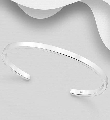 925 Sterling Silver Unisex Cuff Bangle – Sleek and Timeless