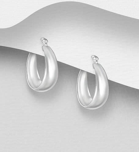 925 Sterling Silver Wide Hinged-Back Hoop Earrings