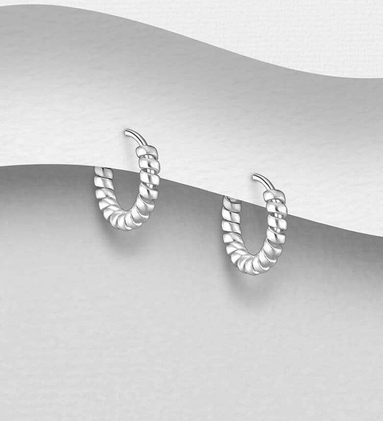 Kris Nations Twisted Hinged Huggie Hoop Earrings in Sterling Silver main image 1