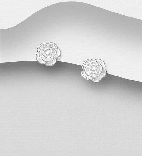 925 Sterling Tiny Silver Rose Push-Back/Stud Earrings - Perfect For Girls First Earrings