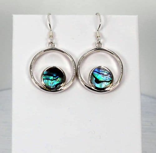 Abalone Shell 925 Sterling Silver Round Hook Earrings – Ocean-Inspired Elegance