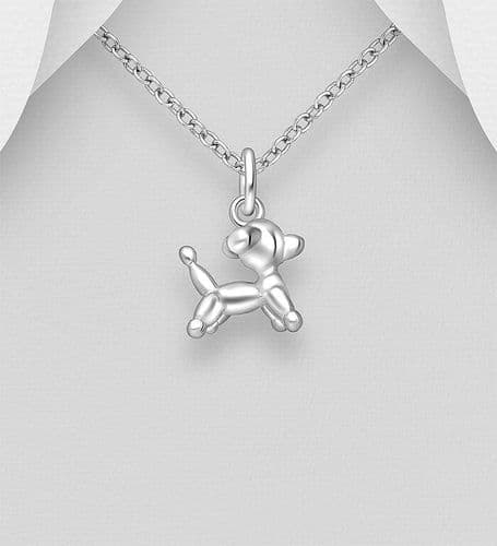 Adorable Balloon Dog Pendant & Chain Made of 925 Sterling Silver