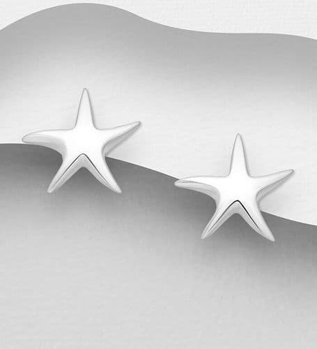 Elegant 925 Sterling Silver Polished Starfish Push-Back/Stud Earrings