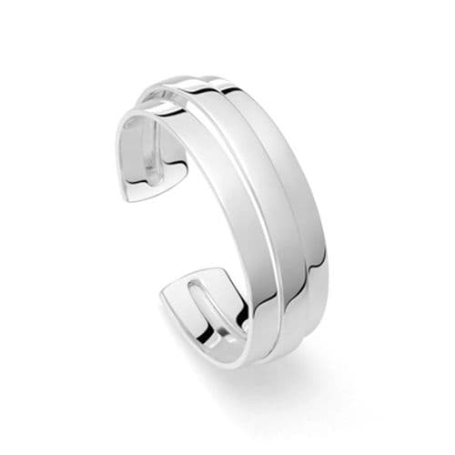 Exclusive 925 Sterling Silver Polished Cuff Bangle with Raised Canter Section