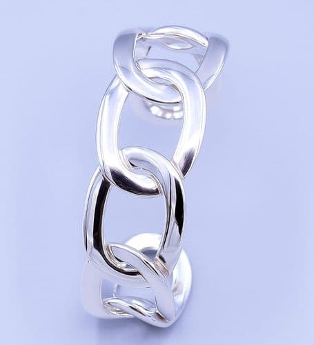 Exclusively Designed and Handcrafted 925 Solid Sterling Silver Oval Entwined links, Cuff Bangle