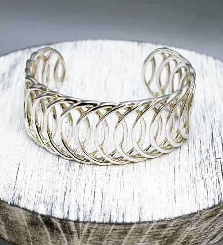 Exquisite 925 Sterling Silver Handmade Woven Cuff Bangle - Exclusive