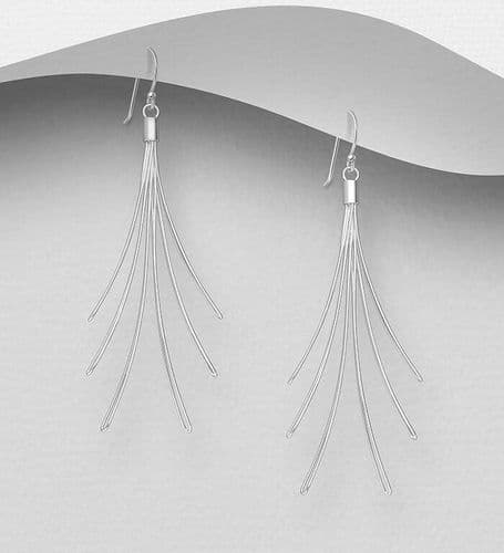 Hand crafted 925 Sterling Silver Solid Hand Crafted Twirl Threader  Drop Earrings