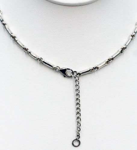 Hand Crafted 925 Sterling Silver Solid Oblong Link Necklace - Length:18" - 45 cm:  Extending to 51cm