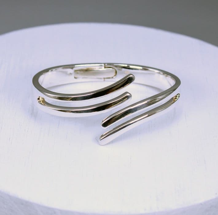 Hand Crafted Bangle: 925 Solid Sterling Silver Hinged Bangle. An Exclusive Design