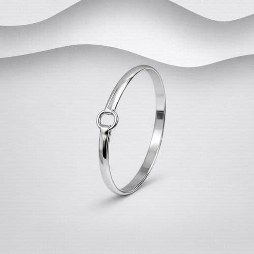 Hand Crafted Bangle - 925 Solid Sterling Silver with Plain Round Clasp - Simple and Elegant Style