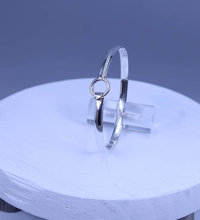 Hand Crafted Bangle - 925 Solid Sterling Silver with Plain Round Clasp - Simple and Elegant Style